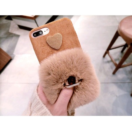 Coque amour fourrure et anneau pour doigt iPhone 6 Plus / 6S Plus