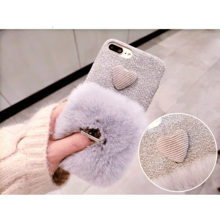Coque amour fourrure et anneau pour doigt iPhone 6 Plus / 6S Plus