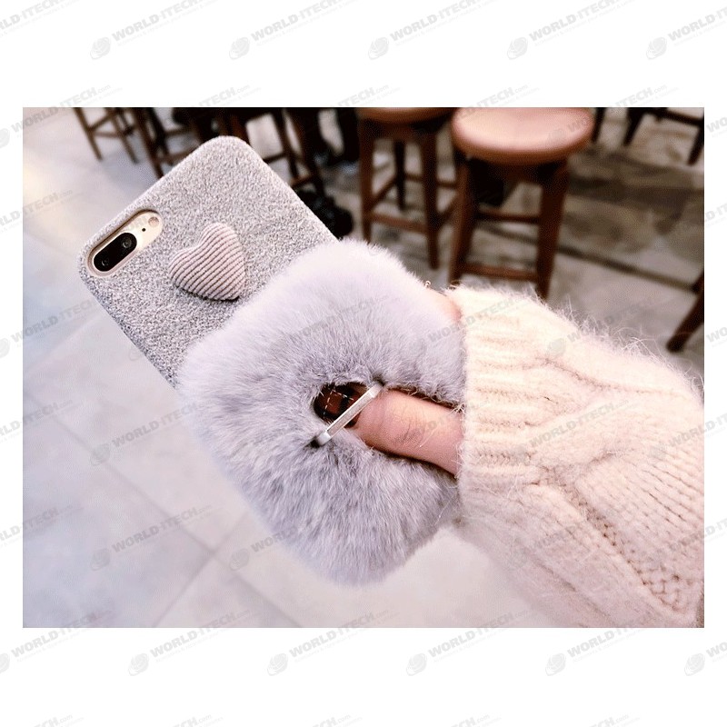 Coque amour fourrure et anneau pour doigt iPhone 6 Plus / 6S Plus