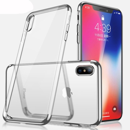 Coque silicone transparente bords chromés iPhone X / XS