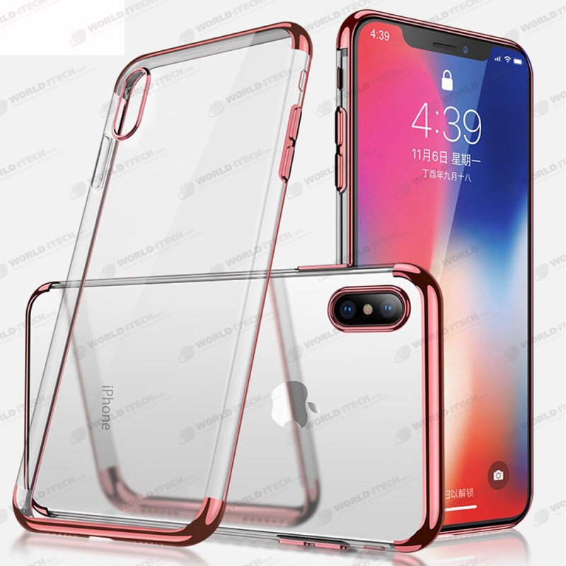 Coque silicone transparente bords chromés iPhone 7 / 8