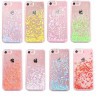 Coque transparente liquide paillettes coeurs orange rose jaune rouge violet iPhone 7 / 8