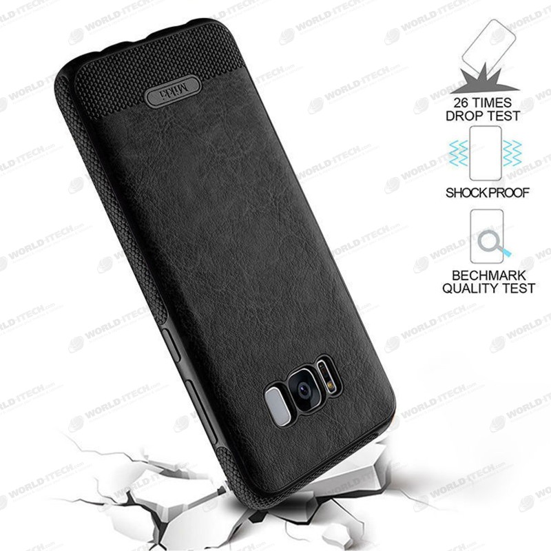 Coque Silicone Antichoc style Cuir Samsung S7 Edge SM-G935F rouge noir bleu