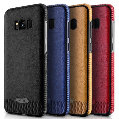 Coque Silicone Antichoc style Cuir Samsung S8 Plus SM-G955F rouge noir bleu