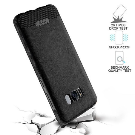 Coque Silicone Antichoc style Cuir Samsung S8 Plus SM-G955F rouge noir bleu