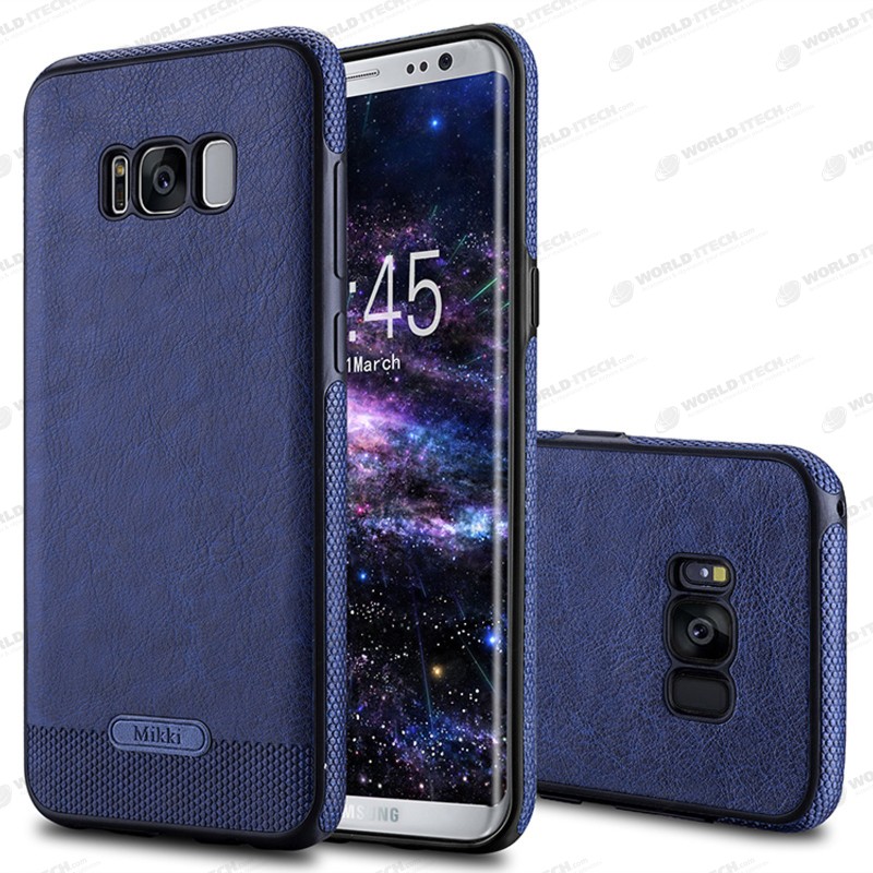 Coque Silicone Antichoc style Cuir Samsung S8 Plus SM-G955F rouge noir bleu