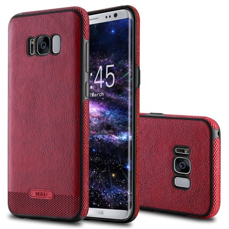 Coque Silicone Antichoc style Cuir Samsung S8 Plus SM-G955F rouge noir bleu