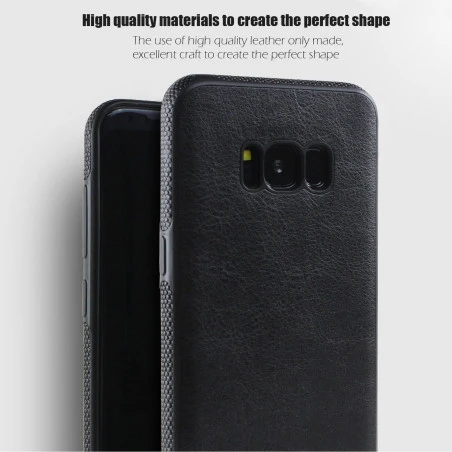 Coque Silicone Antichoc style Cuir Samsung S6 Edge SM-G925F rouge noir bleu