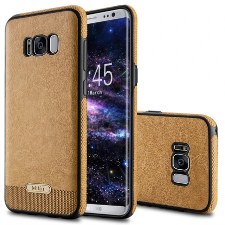 Coque Silicone Antichoc style Cuir Samsung S6 Edge SM-G925F rouge noir bleu