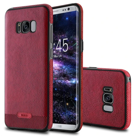 Coque Silicone Antichoc style Cuir Samsung S6 Edge SM-G925F rouge noir bleu