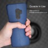Coque protection cuir avec couture Samsung S9 bleu marine noir camel