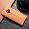 Coque protection cuir avec couture Samsung S9 Plus bleu marine noir camel