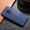 Coque protection cuir avec couture Samsung S9 Plus bleu marine noir camel
