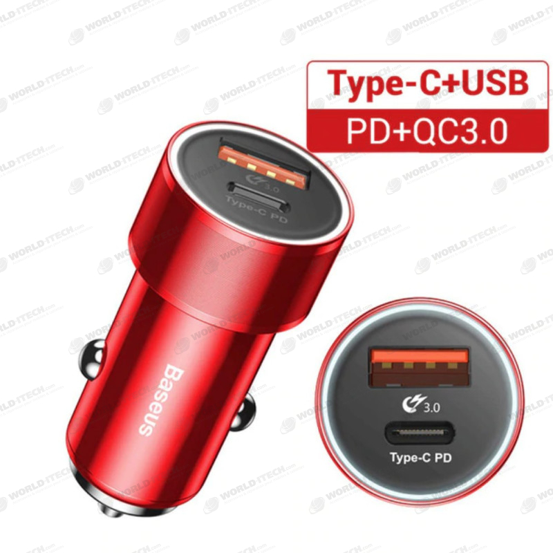 Chargeur rapide pour voiture 12V vers double USB rouge noir