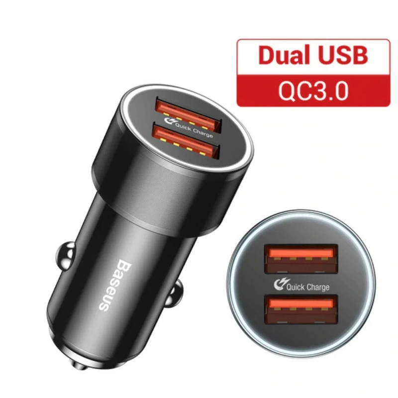 Chargeur rapide pour voiture 12V vers double USB rouge noir