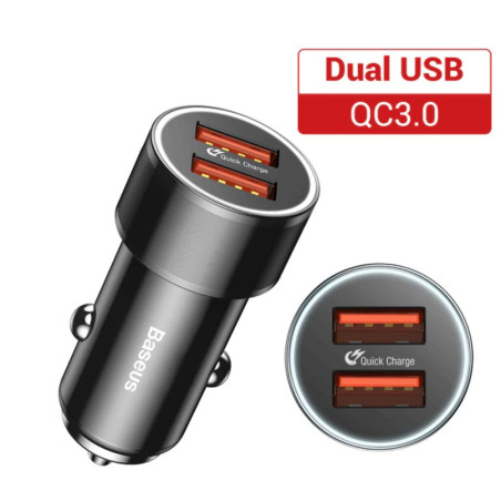 Chargeur rapide pour voiture 12V vers double USB rouge noir