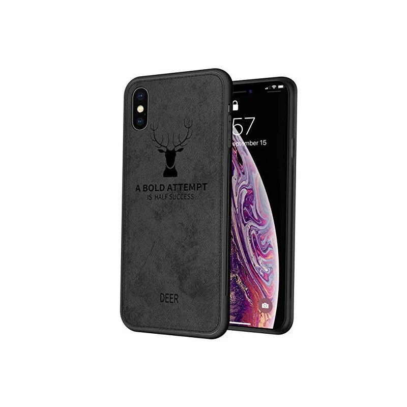 Coque Silicone Souple arrière doux tête de Cerf iPhone X / XS