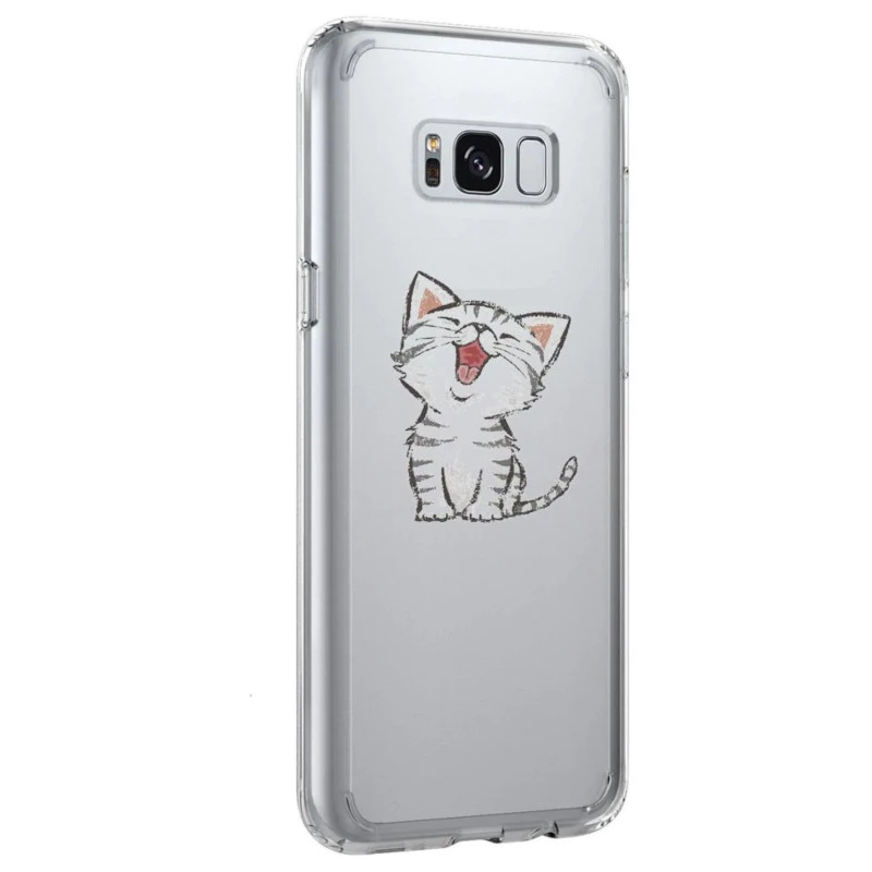 Coque transparente silicone chaton heureux Samsung S9 Plus