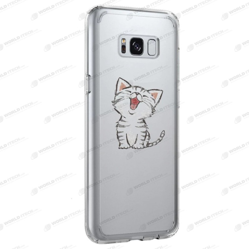 Coque transparente silicone chaton heureux Samsung S9 Plus