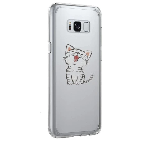 Coque transparente silicone chaton heureux Samsung S9 Plus