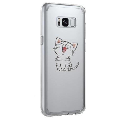 Coque transparente silicone chaton heureux Samsung S9 Plus