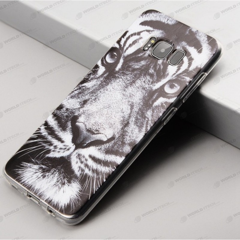 Coque silicone tête de tigre en noir et blanc Samsung S7 EDGE