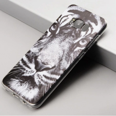 Coque silicone tête de tigre en noir et blanc Samsung A5 2017
