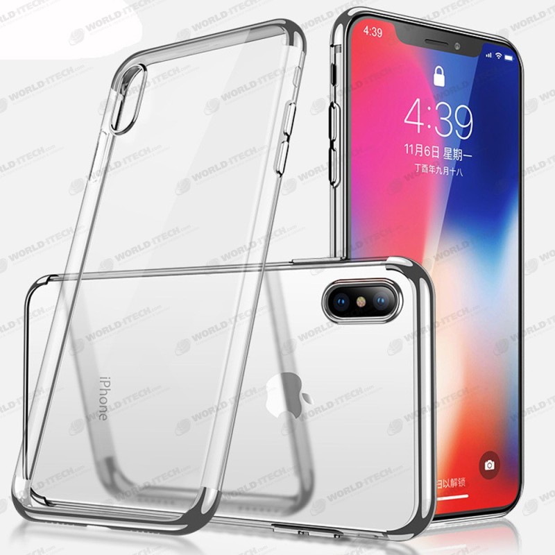 Coque silicone transparente bords chromés iPhone XS Max