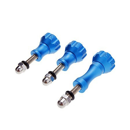 3 Blue Anodised Screws + Nuts for GoPro
