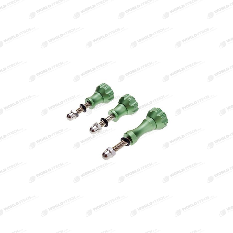 3 Green Anodised Screws + Nuts for GoPro