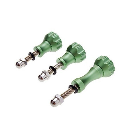 3 Green Anodised Screws + Nuts for GoPro