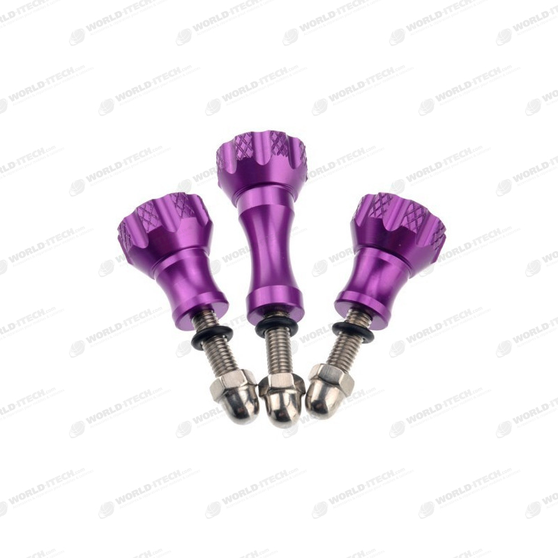 3 Anodised Purple Screws + Nuts for GoPro