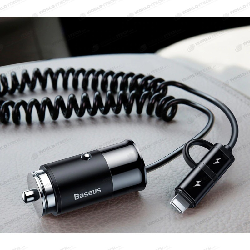 Chargeur allume cigare avec cable Type-C Lightning iPhone Samsung