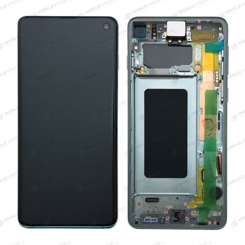 Ecran sur chassis Vert OFFICIEL Samsung S10 SM-G973F origine service packGH82-18850E