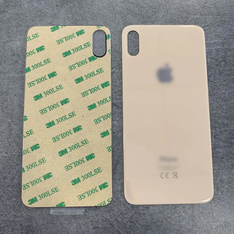 Vitre face arrière or doré saumon avec adhésif iPhone XS max qualité origine