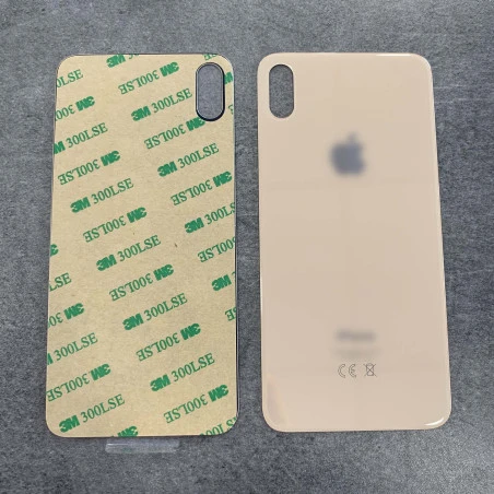 Vitre face arrière or doré saumon avec adhésif iPhone XS max qualité origine