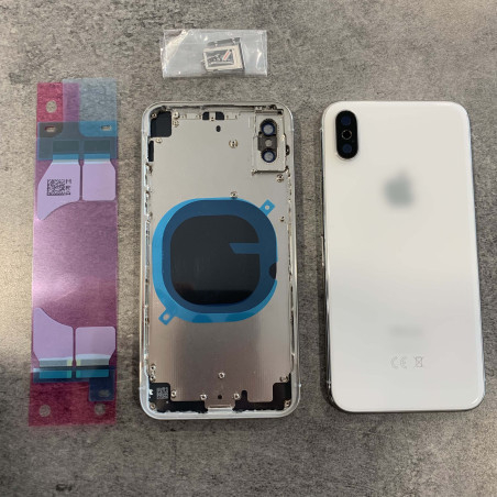 Chassis avec vitre arrière argent blanc iPhone X - KIT OUTILS OFFERTS