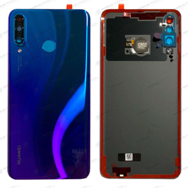 Vitre arrière Peacock Bleu OFFICIELLE Huawei P30 Lite 02352RPY MAR-LX3A