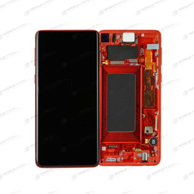 Ecran sur chassis rouge OFFICIEL Samsung S10 SM-G973F origine service pack GH82-18850H