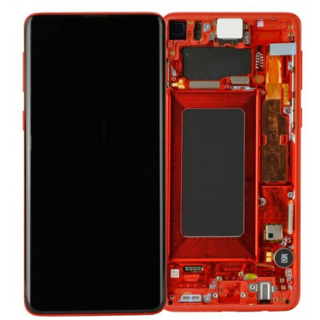 Ecran sur chassis rouge OFFICIEL Samsung S10 SM-G973F origine service pack GH82-18850H