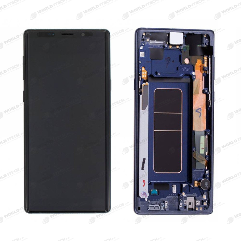 Ecran sur chassis bleu OFFICIEL Samsung Note 9 SM-N960F - Kit Outils OFFERT GH97-22269B / GH97-22270B