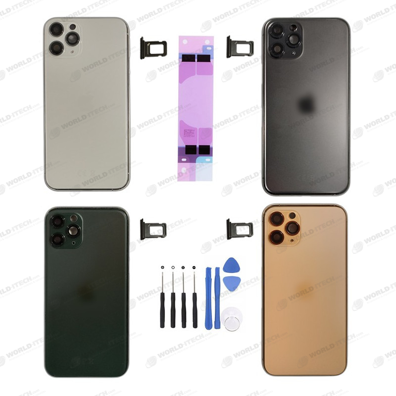 Chassis avec vitre arrière iPhone 11 Pro - KIT OUTILS OFFERTS gris sidéral vert nuit argent or