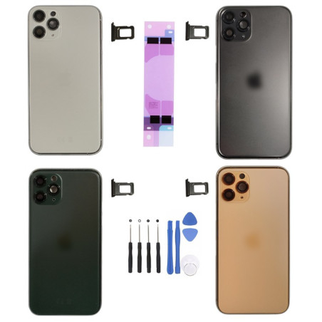Chassis avec vitre arrière iPhone 11 Pro - KIT OUTILS OFFERTS gris sidéral vert nuit argent or
