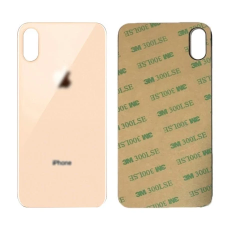 Vitre face arrière or doré saumon avec adhésif iPhone XS max qualité origine