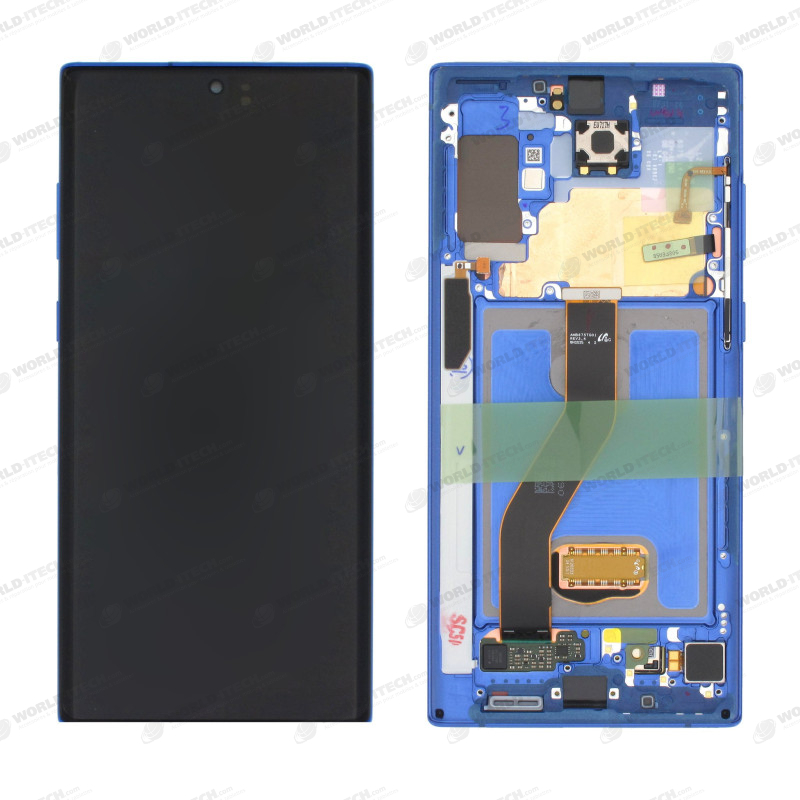 Ecran sur chassis bleu OFFICIEL Samsung Note 10 plus SM-N975F GH82-20900D / GH8220838D