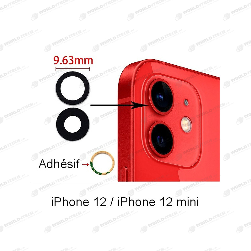 Lot 2 Lentilles remplacement vitre appareil photo iPhone 12 / 12 Mini