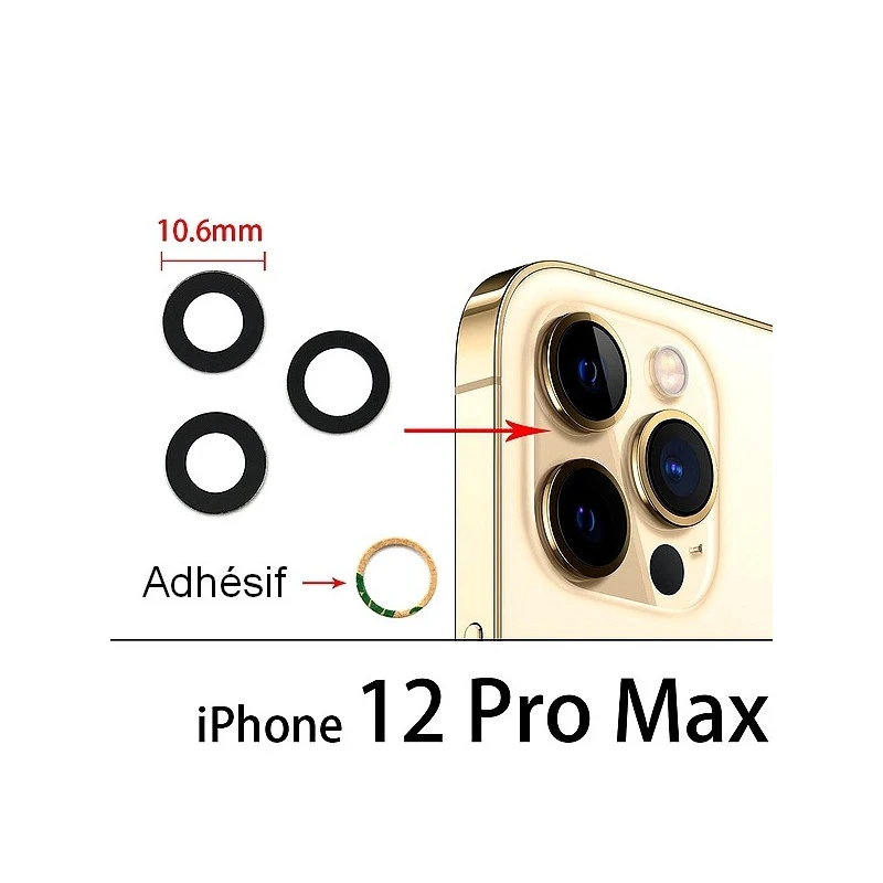 Lot 3 Lentilles vitre appareil photo iPhone 12 Pro Max
