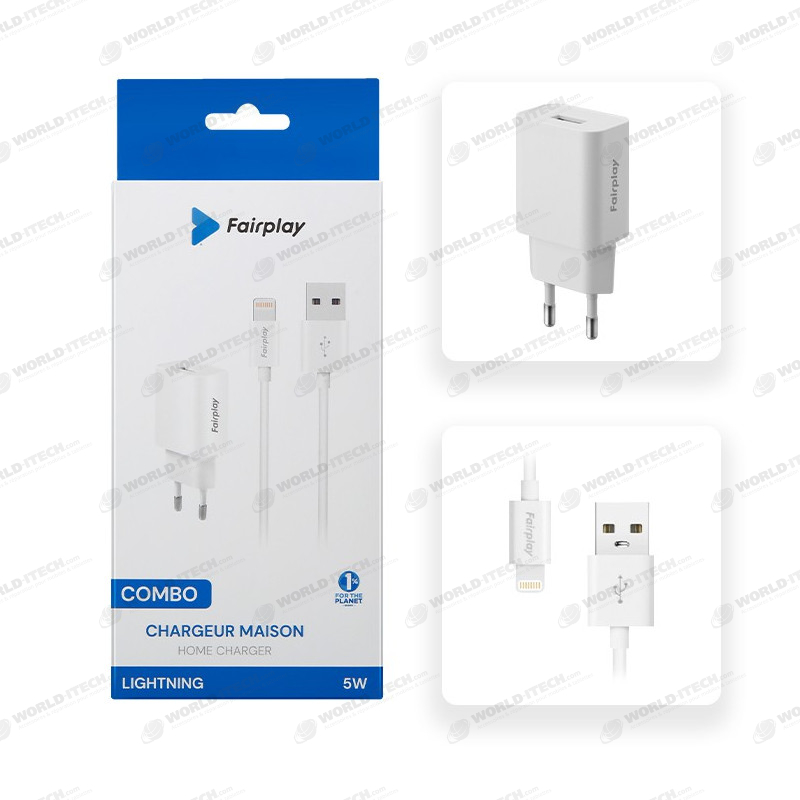 Ladegerät-Set (5 W) + „Kabel“-Lightning-Kabel (1 m) FAIRPLAY