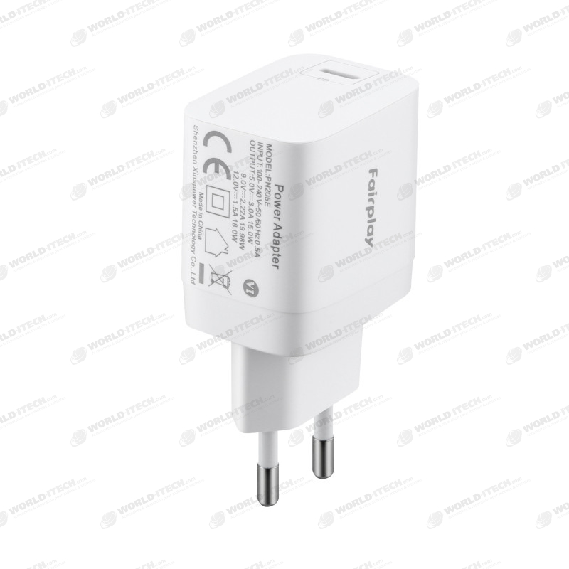 Chargeur adaptateur secteur USB-C 20W Blanc