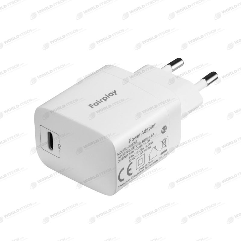 Chargeur adaptateur secteur USB-C 20W Blanc